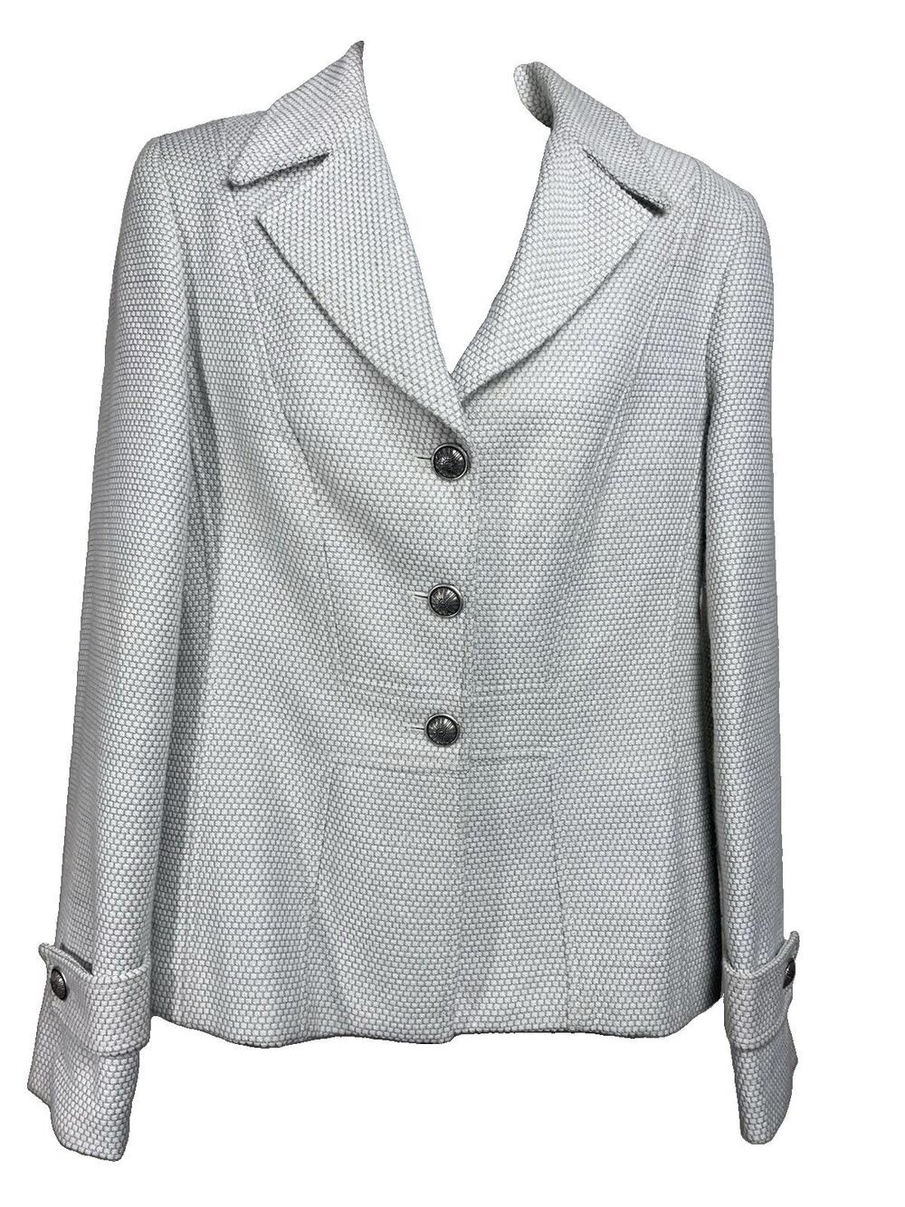 Vintage Y2K Juliana Women's Blazer Jacket size 4 Gray White Textured Knit USA